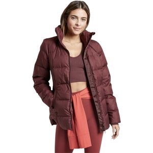 Athleta Downtown Long Sleeve Full Zip Puffer Jacket Red Burgundy Size 1X